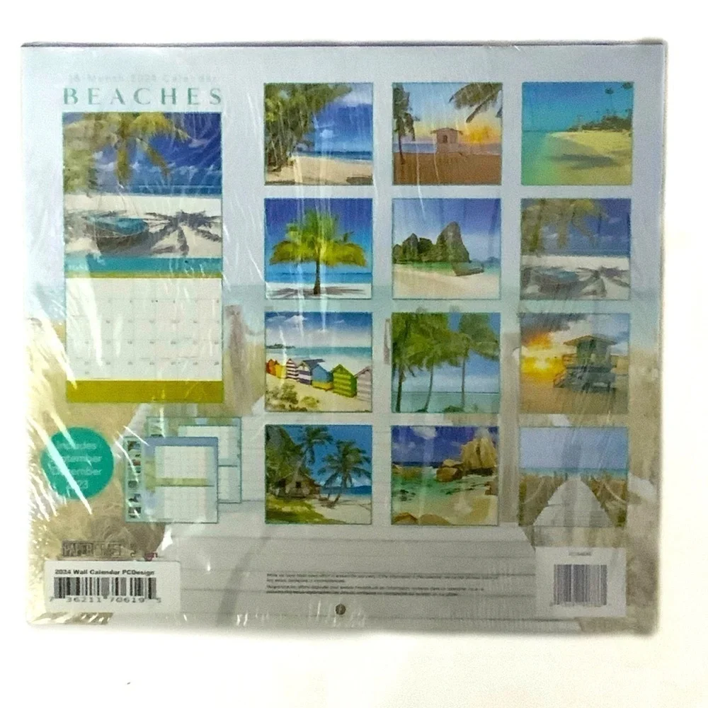 Calendar 2024 Tropical Beaches 16 Months Full Size Wall Calendar Gift 12 X 22 In